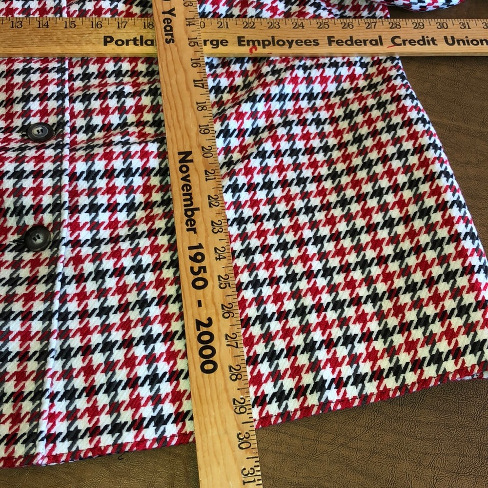 Koret Red & Black Houndstooth Button Front Coat 3x - image 3